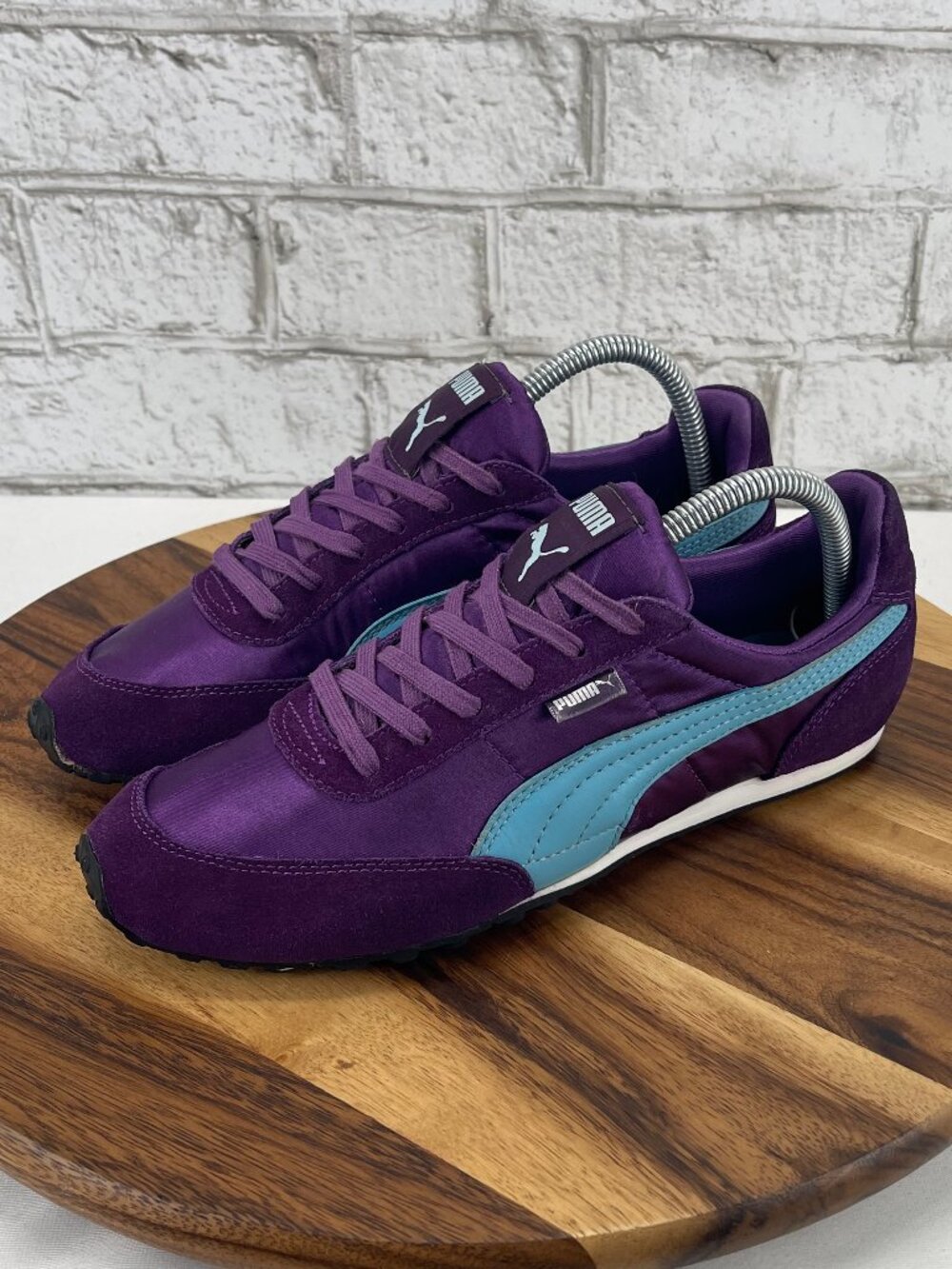 VTG Puma Womens Sz. 8.5 Purple/Light Blue Suede Retro Trainers Shoes